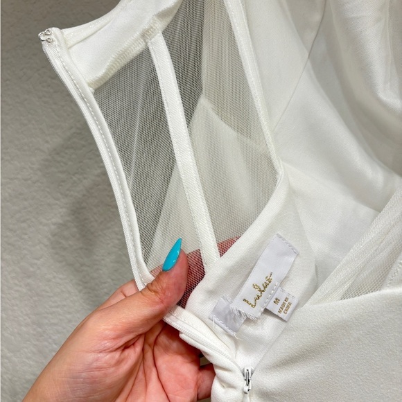 NWOT Lulus Iconic Arrival White Mesh Strapless Bustier Mermaid‎ Maxi Dress - Picture 6 of 9